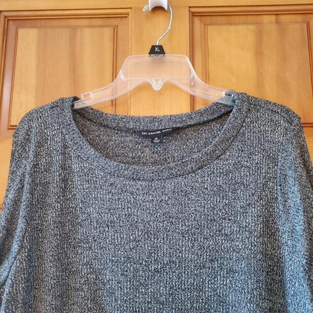 Zac & Rachel Woman Heather Black Zipper Knit Pullover Size 3X - Picture 7 of 12